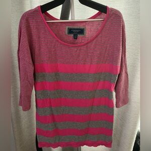 Vintage American Eagle Outfitters Pink and Gray Striped Tee